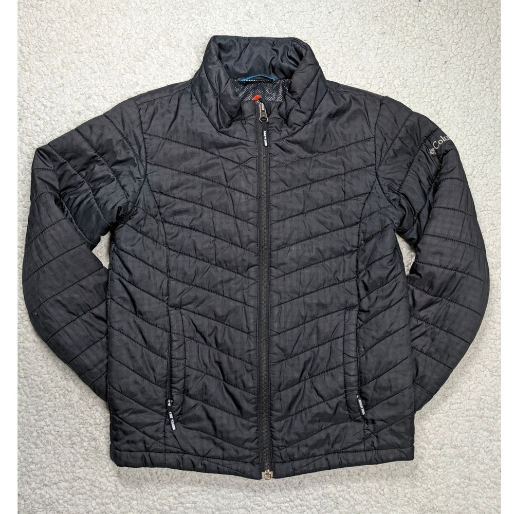 Columbia Omni-Heat unisex S Puffer Jacket Thermal Insulated Black Grid Pattern